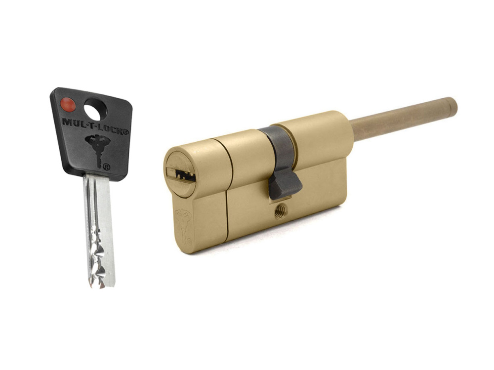 

Цилиндр Mul-t-lock 7x7 B-S ключ-шток (размер 60х31 мм) - Латунь, Флажок, Золотистый