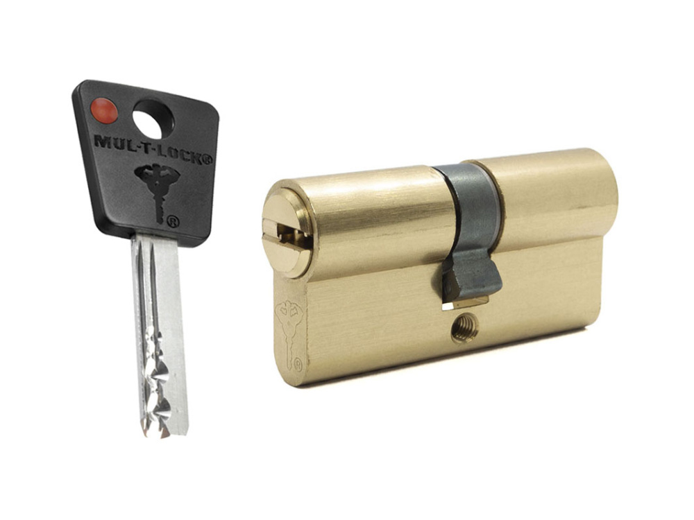 

Цилиндр Mul-t-lock 7x7 ключ-ключ (размер 45х45 мм) - Латунь, Флажок, Золотистый