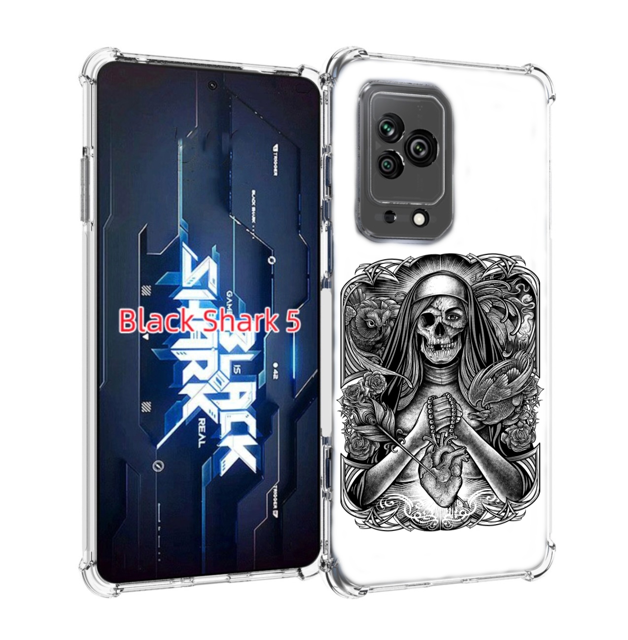

Чехол MyPads скелет с сердцем для Xiaomi Black Shark 5, Прозрачный, Tocco
