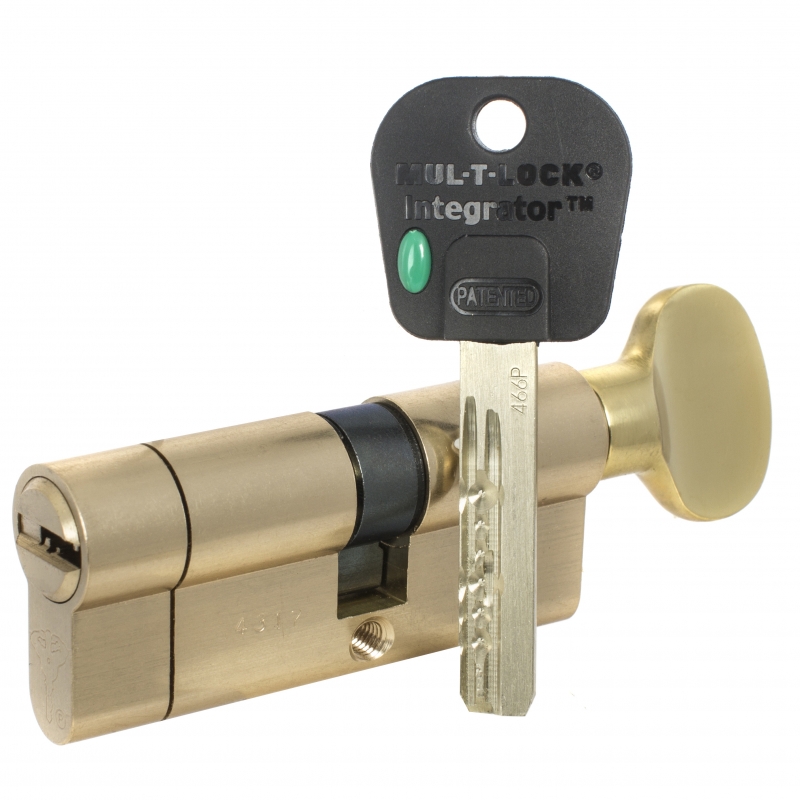 

Цилиндр Mul-t-Lock Integrator B-S ключ-вертушка (размер 43х33 мм) - Латунь, Флажок, Золотистый