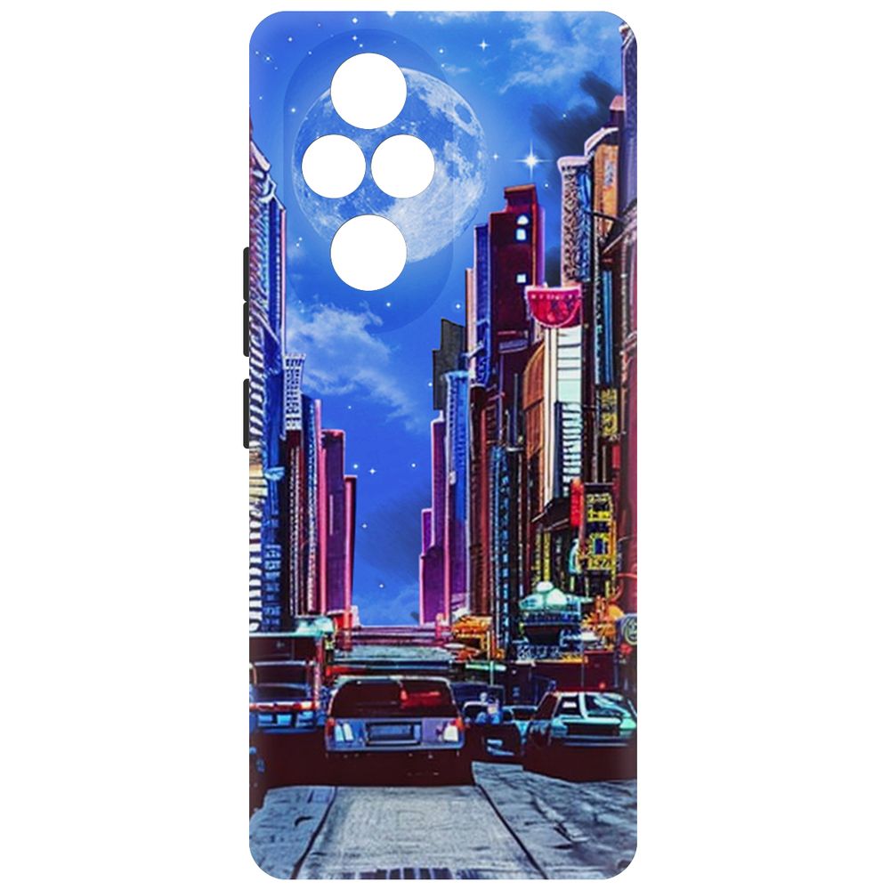 

Чехол-накладка Krutoff Soft Case Ночной город для Honor 200 Pro черный