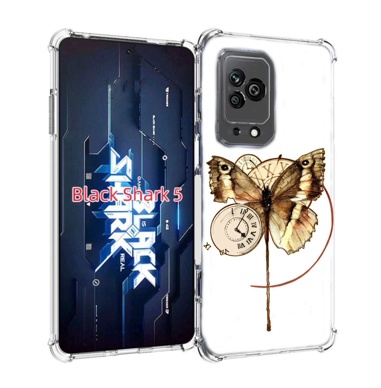 

Чехол MyPads старинные часы с бабочкой для Xiaomi Black Shark 5, Прозрачный, Tocco