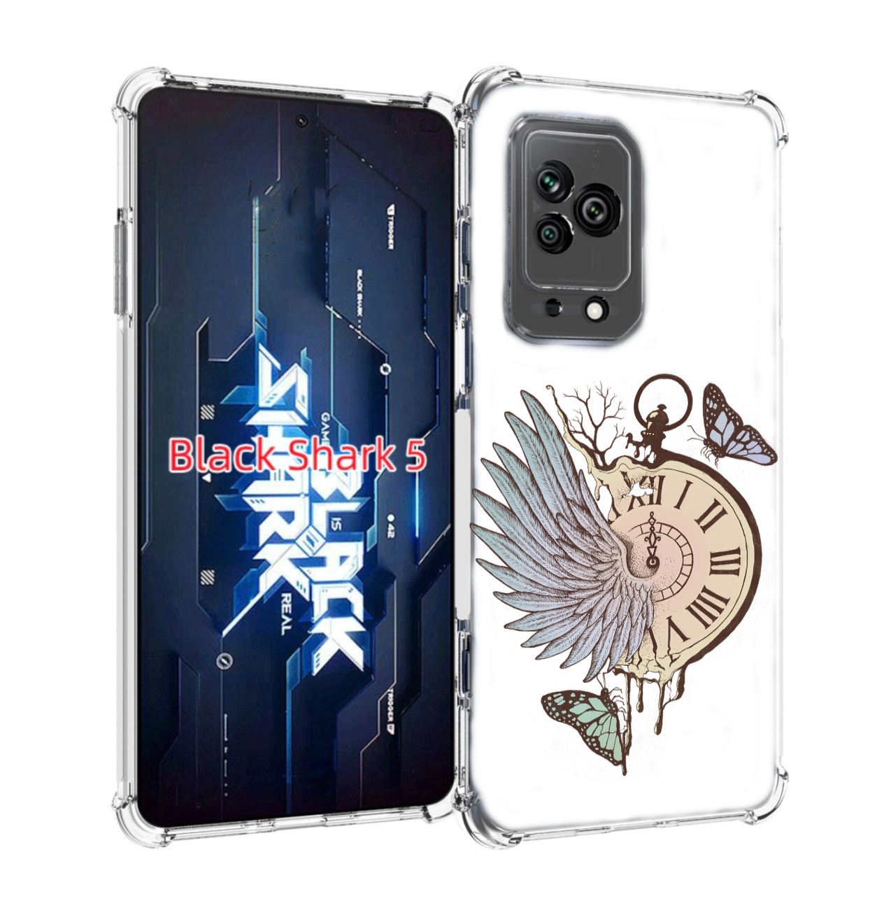 

Чехол MyPads страинные часы с крылом для Xiaomi Black Shark 5, Прозрачный, Tocco