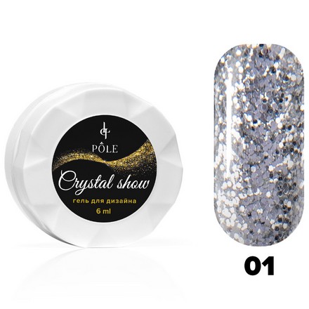 

Гель для дизайна POLE Crystal Show №01, Серебристый