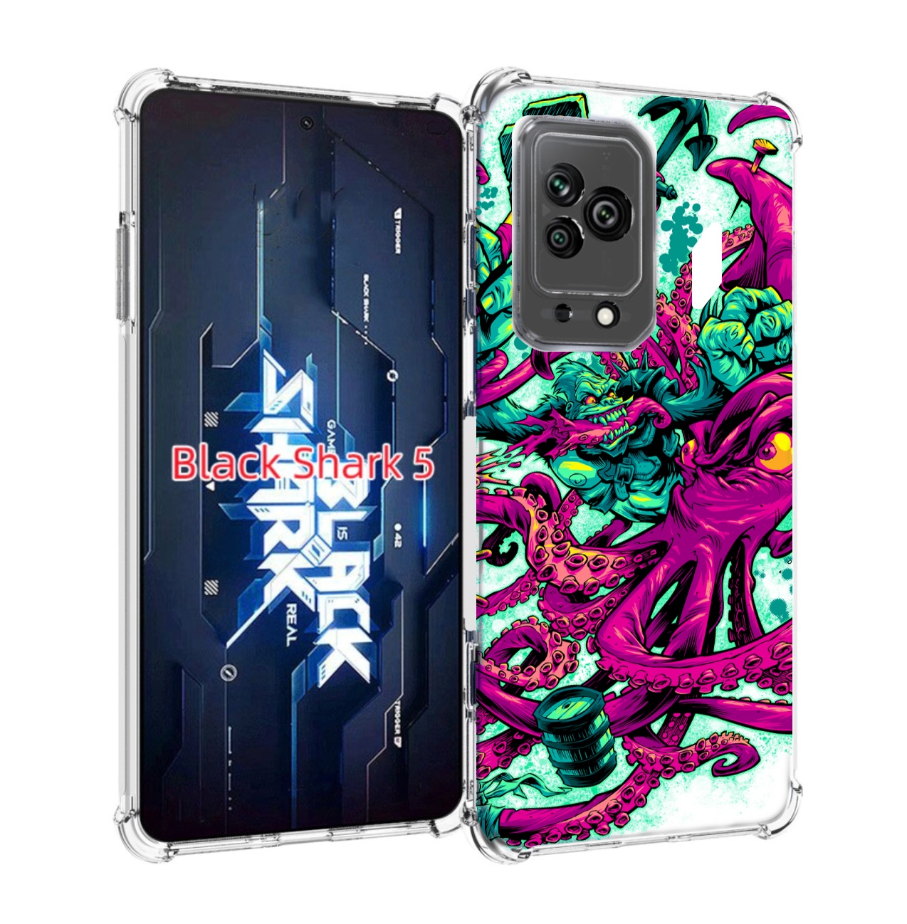 

Чехол MyPads фиолетовый кракен для Xiaomi Black Shark 5, Прозрачный, Tocco