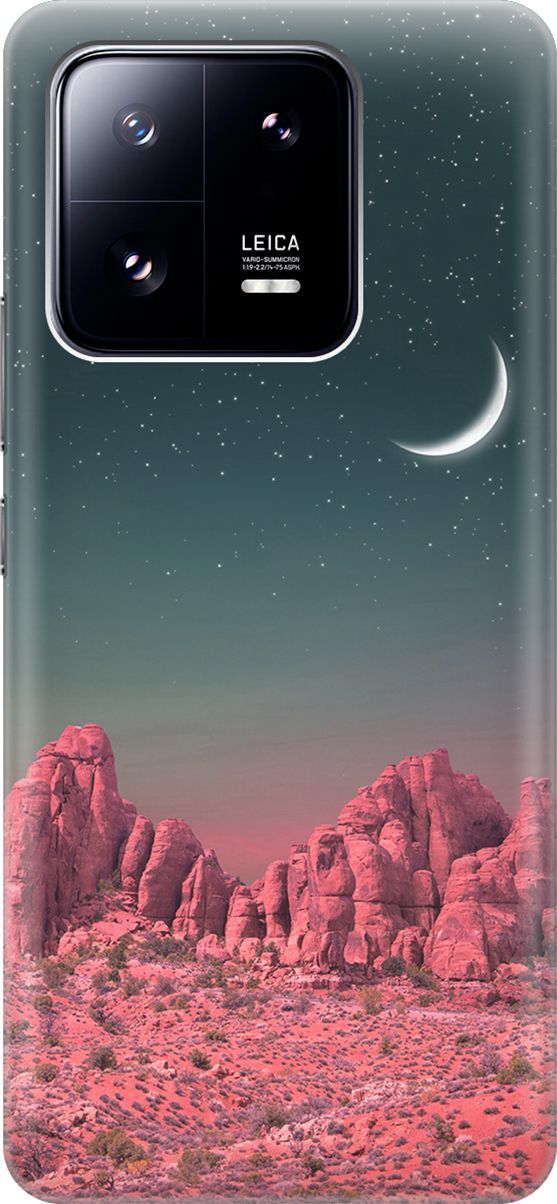 

Силиконовый чехол на Xiaomi 13 Pro Про с принтом "Месяц над розовыми горами", Розовый;черный, 158968