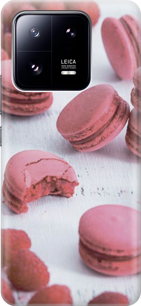 

Силиконовый чехол на Xiaomi 13 Pro Про с принтом "Малиновые макаруны", Белый;красный, 158960