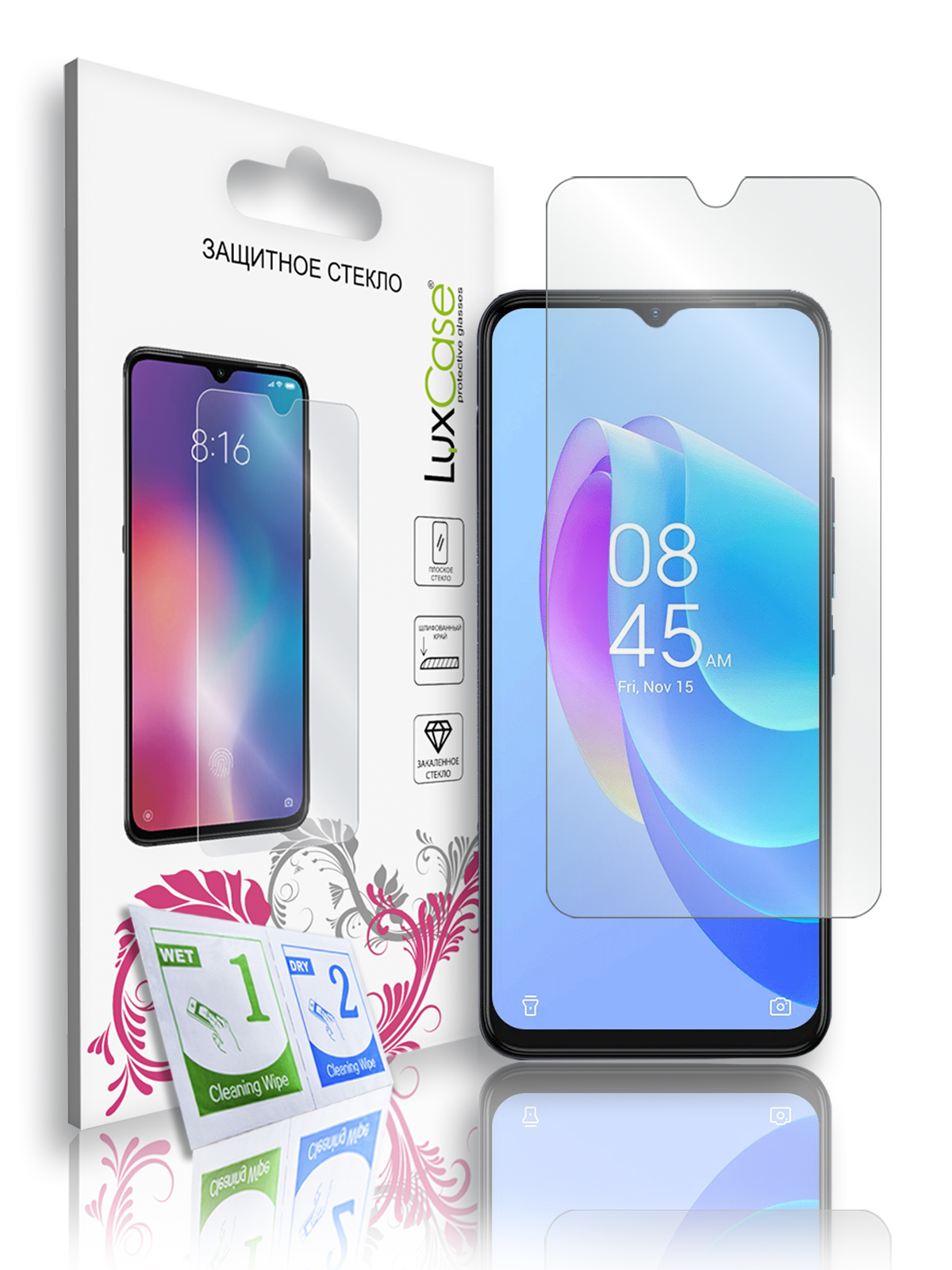 

Защитное стекло LuxCase для Tecno Spark 9, На плоскую часть экрана, Без рамки, 83356