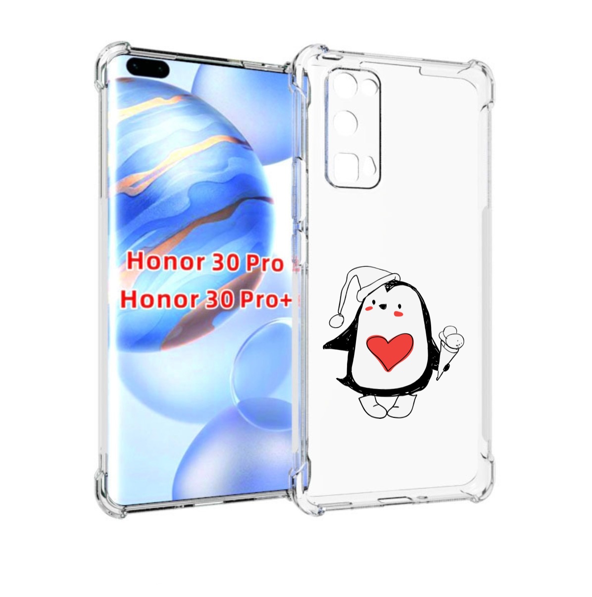 

Чехол бампер MyPads Пингвин с мороженым для Honor 30 Pro, Прозрачный, Tocco