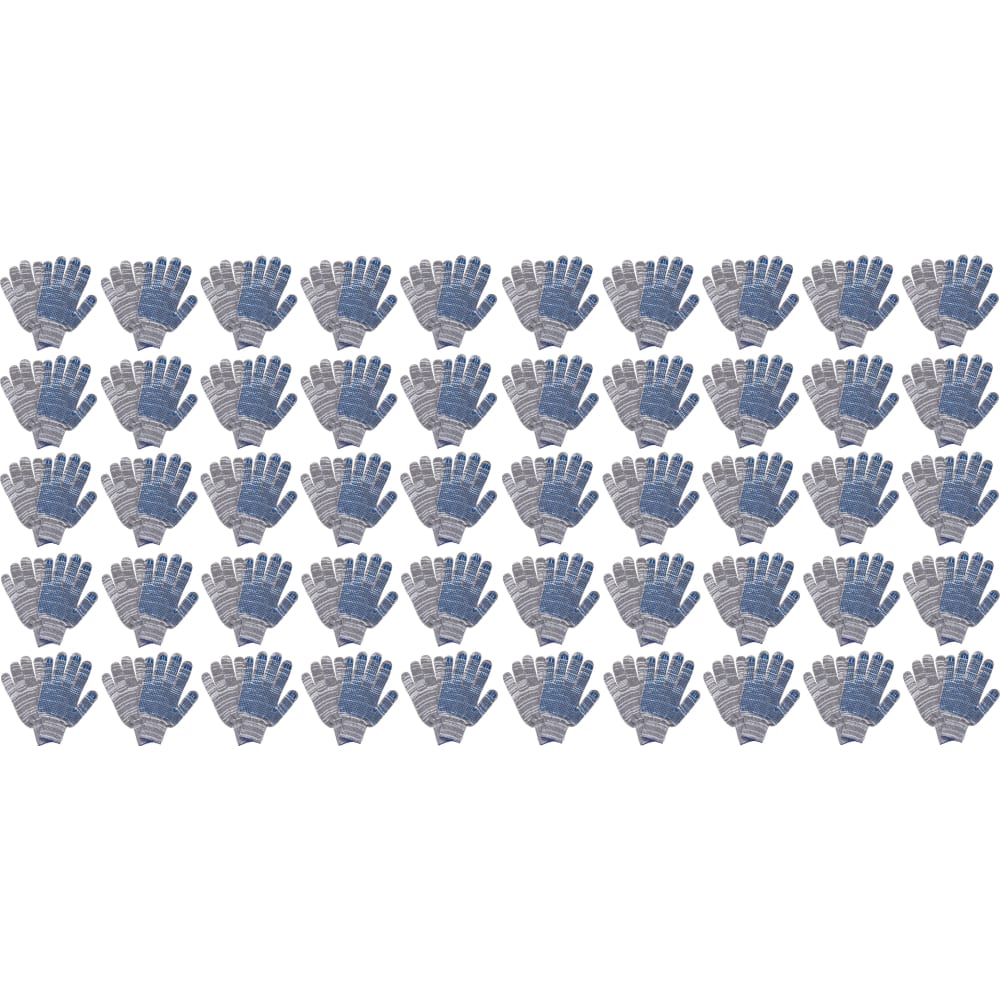 Кордленд Перчатки трикотажные ХБ, 4-х нитка, серые, 50 пар, 10-й класс, Размер: M, вес: 38