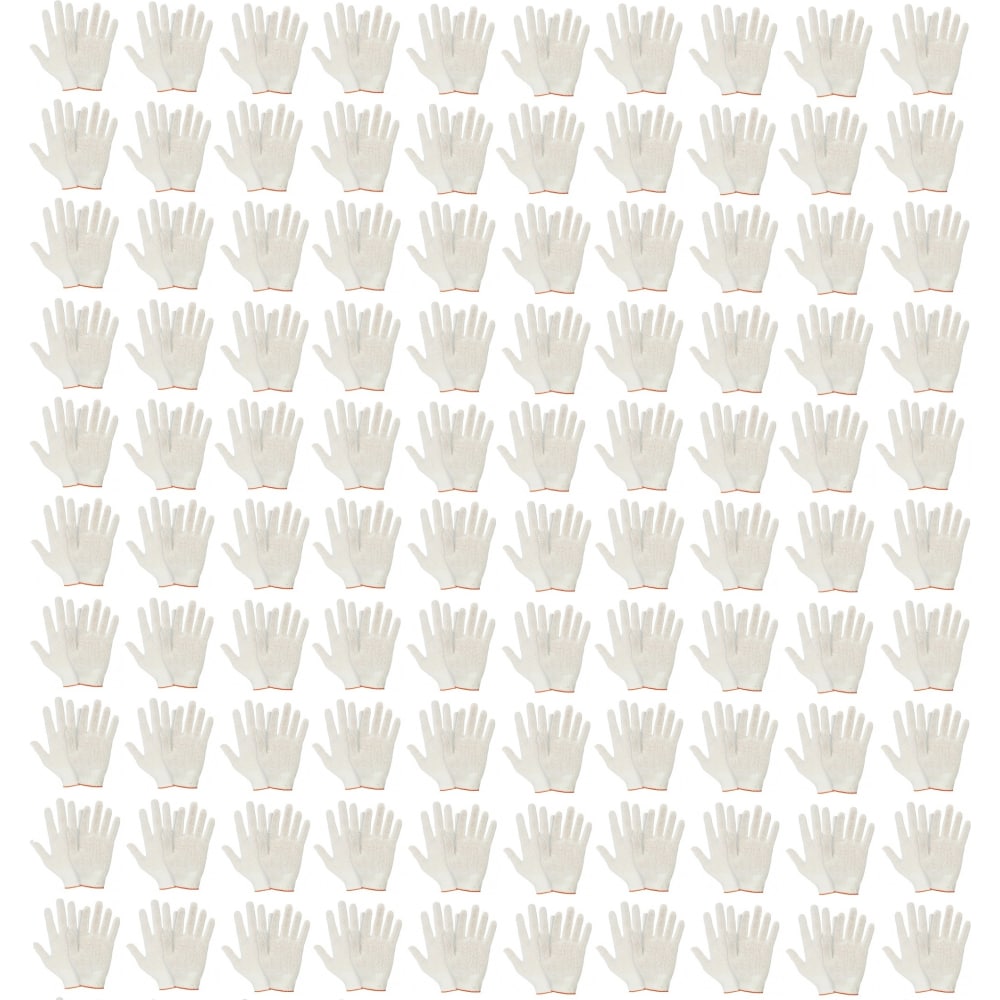 Кордленд Перчатки трикотажные ХБ,3-х нитка,белые,100 пар,10-й класс,Размер: M,вес: 20-22 г