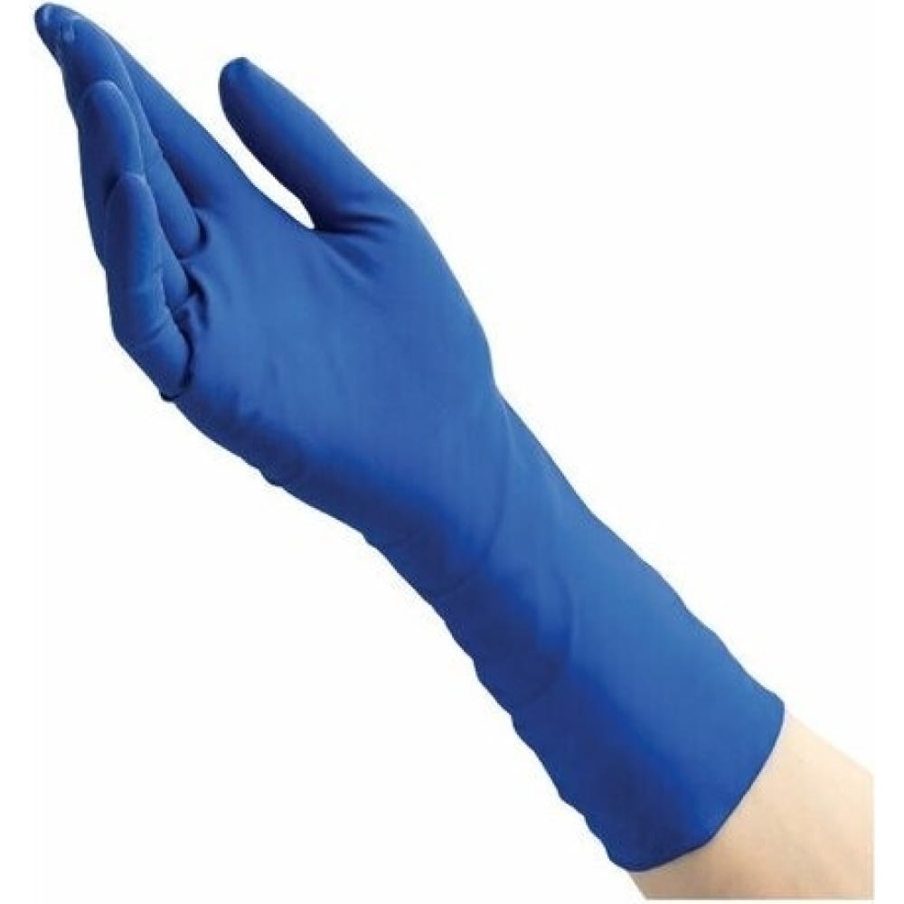 Медицинские диагностические одноразовые перчатки BENOVY из натурального латекса, синие, р.