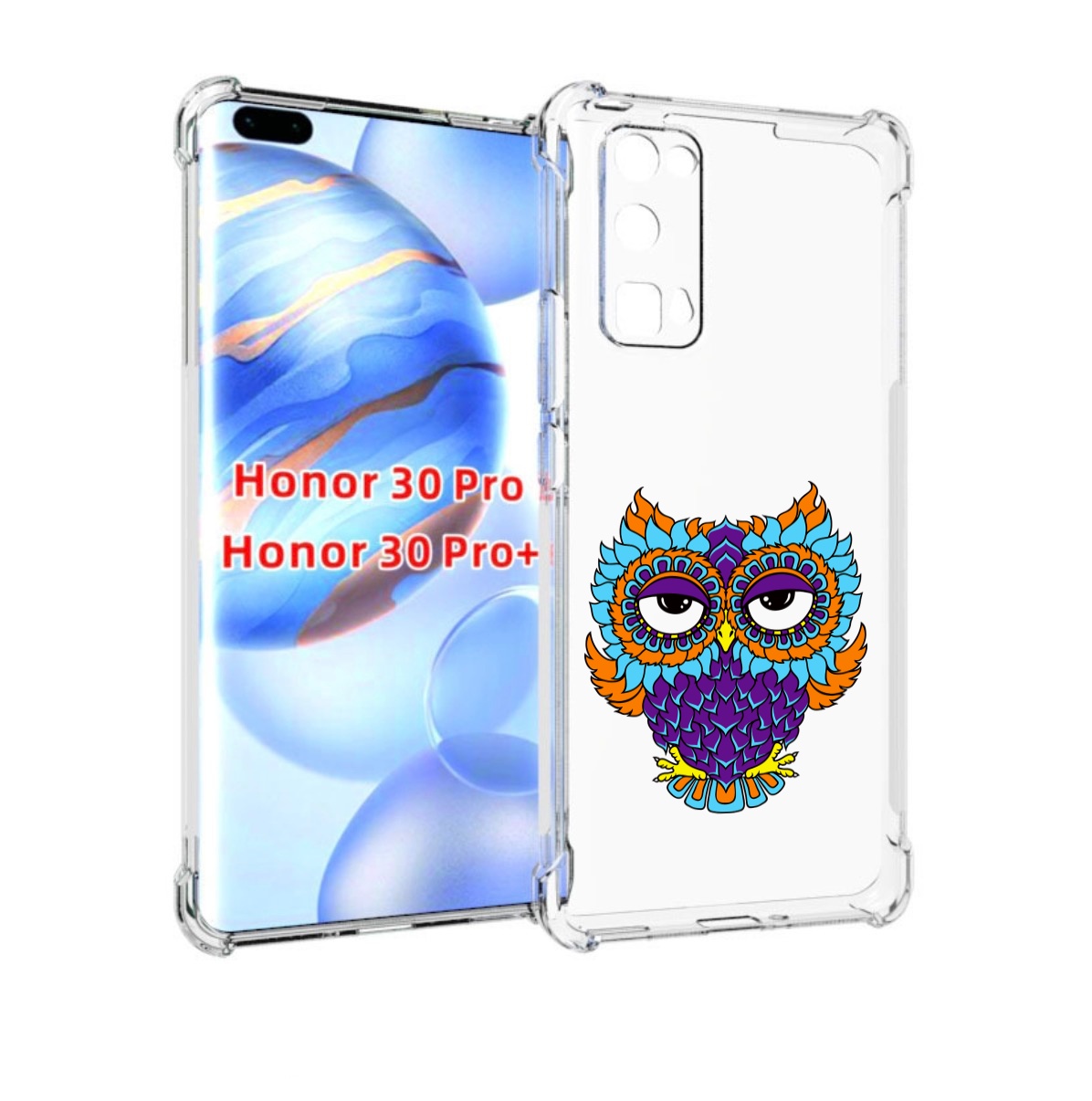 

Чехол бампер MyPads Цветная сова для Honor 30 Pro, Прозрачный, Tocco