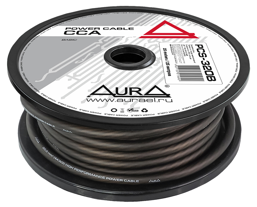 Кабель силовой автомобильный Aura PCS-320B Aura PCS-320B Кабель силовой 4AWG/20мм2, черный