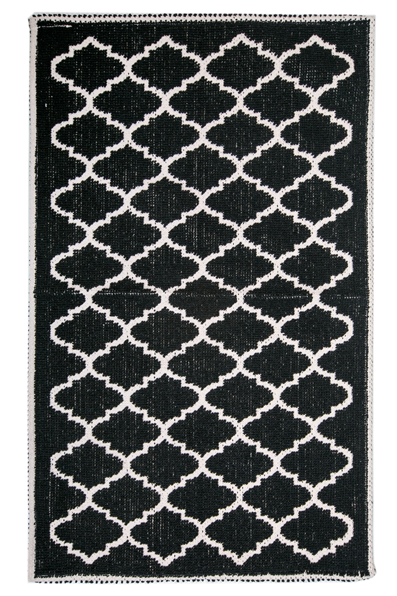 Ковер Alize Pera, черный, белый, Турция, палас на пол 140x200 см, хлопок