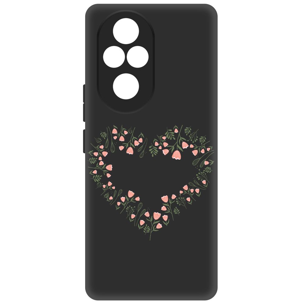 

Чехол-накладка Krutoff Soft Case Цветочное сердце для Honor 200 Pro черный