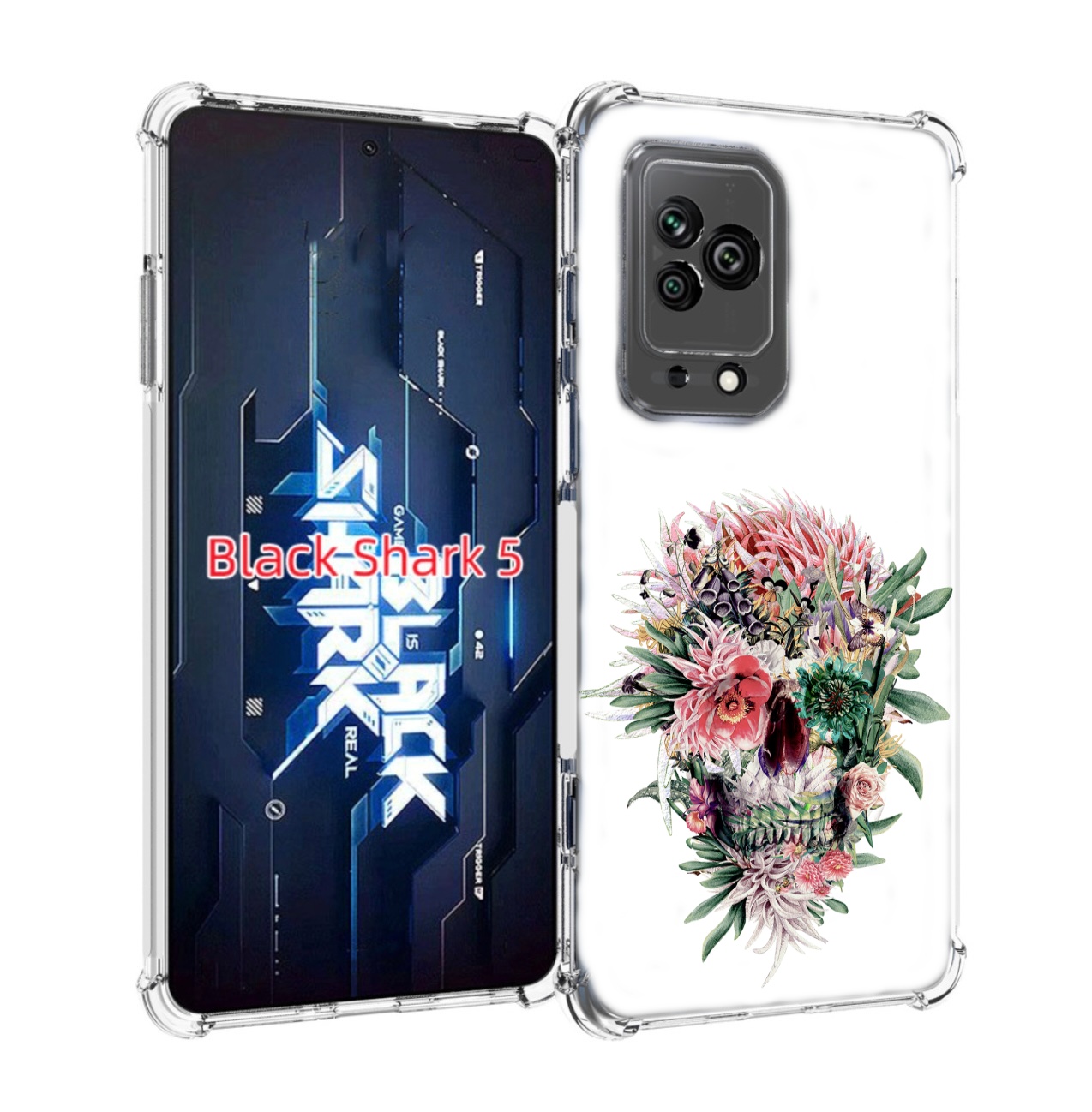 

Чехол MyPads череп из цветов для Xiaomi Black Shark 5, Прозрачный, Tocco