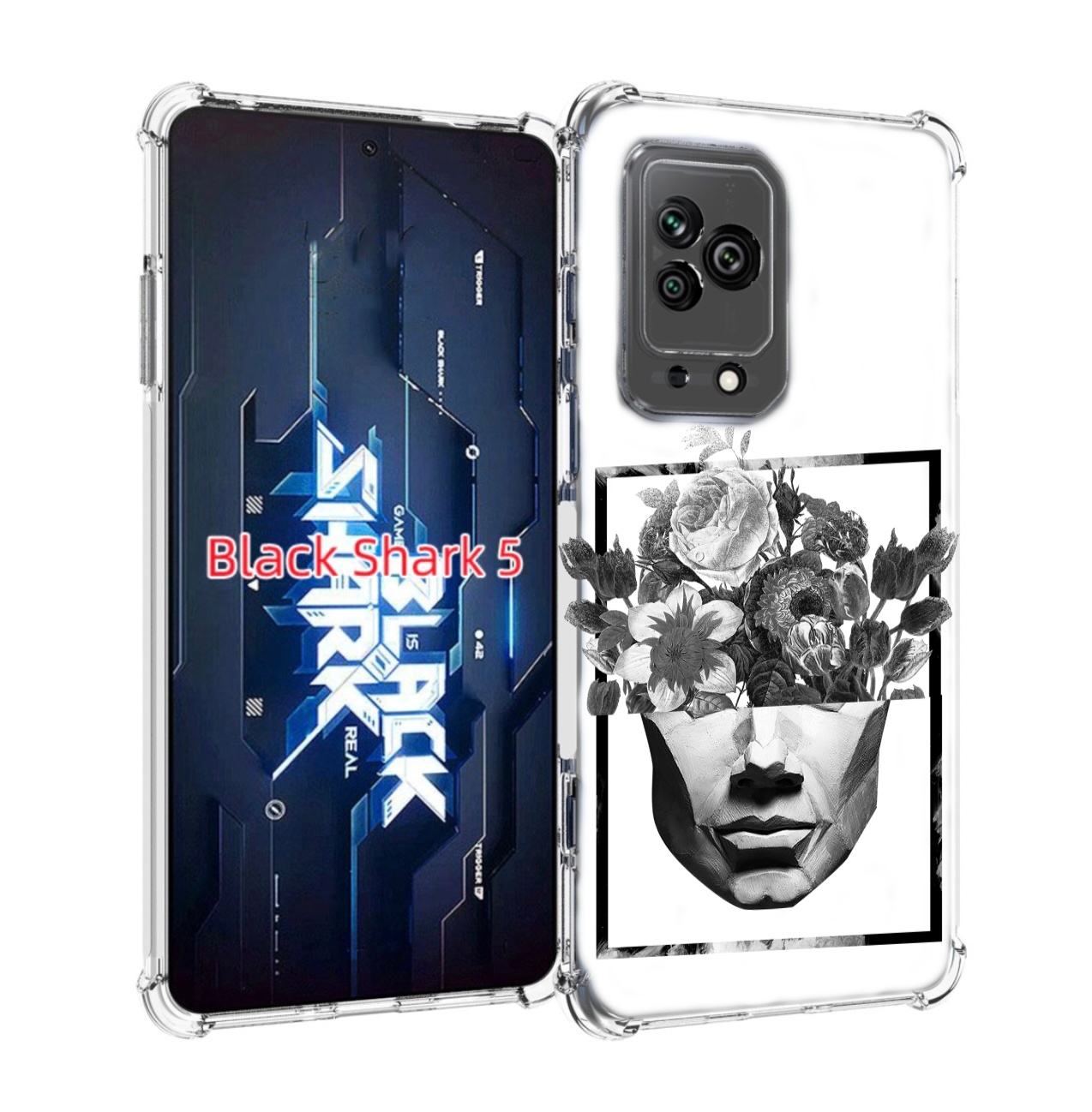 Чехол MyPads черно белая ваза в абстракции для Xiaomi Black Shark 5