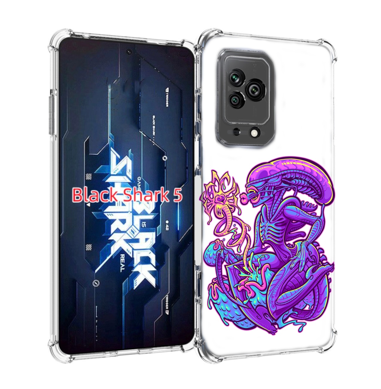

Чехол MyPads чужой фиолетовый цвет для Xiaomi Black Shark 5, Прозрачный, Tocco