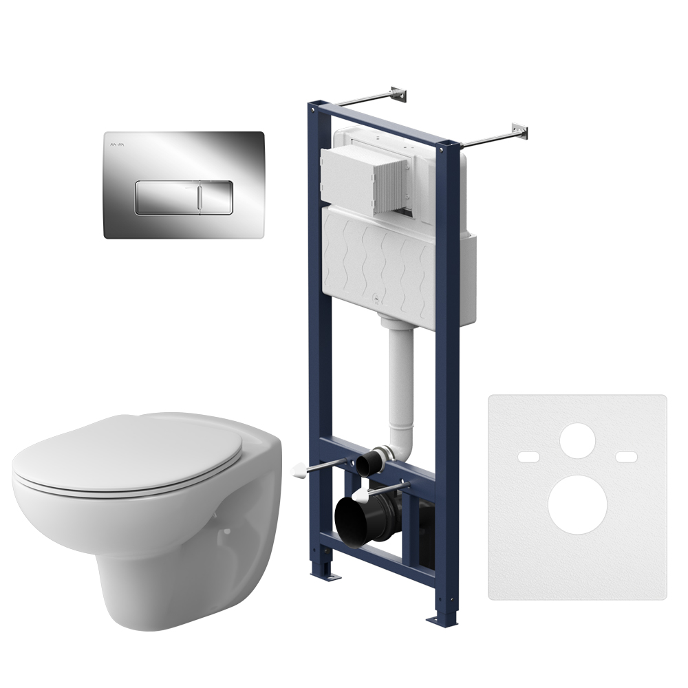 

Am.Pm Инсталляция с подвесным унитазом безободковым с сиденьем микролифт и клавишей AM.PM