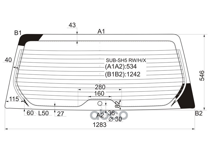 Стекло Заднее С Обогревом Subaru Forester 08-13 XYG арт. SUB-SH5 RW/H/X