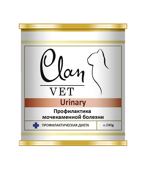 фото Консервы для кошек clan vet urinary, при мочекаменной болезни, 12шт по 240г