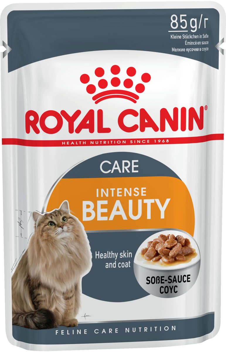 фото Влажный корм для кошек royal canin intense beauty, при аллергии, соус, 24шт по 85г