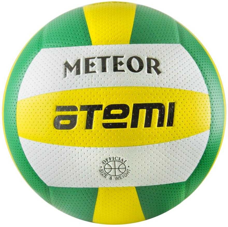 Волейбольный мяч Atemi METEOR №5, белый/желтый/зеленый