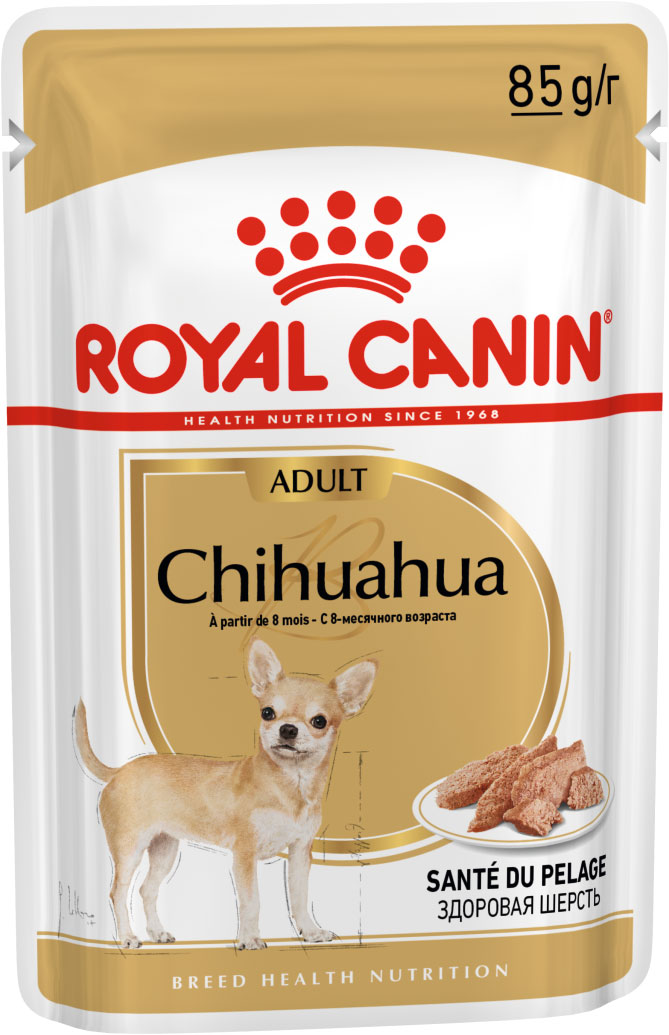 фото Влажный корм для собак royal canin chihuahua adult, чихуахуа, мясо, паштет, 12шт по 85г