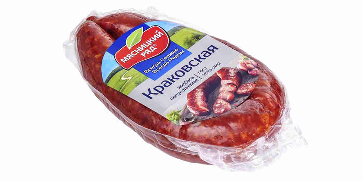 Колбаса Мясницкий ряд кракофф полукопченая вакуумная упаковка 300 г