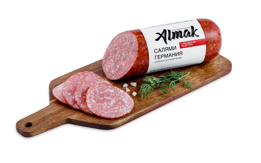 

Колбаса Альмак салями германия полукопченая вакуумная упаковка 350 г