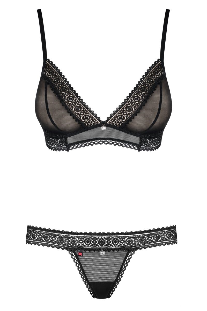 

Эффектный полупрозрачный комплект белья с кружевом L/XL черный, 862-SET