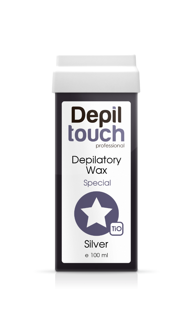 фото Воск для депиляции depiltouch depilatory wax silver серебро в картридже 100 мл