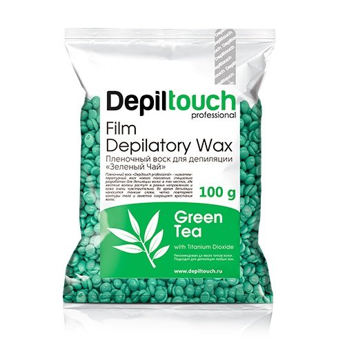фото Воск для депиляции пленочный depiltouch film depilatory wax green tea в гранулах 100 мл