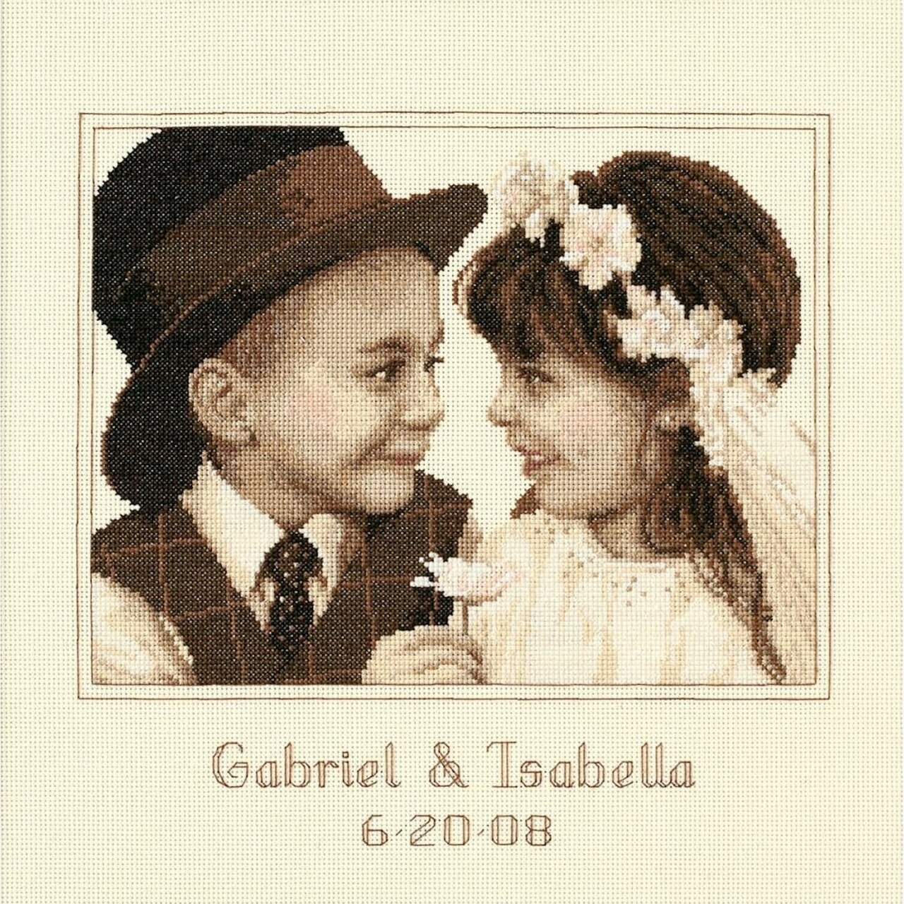 фото Набор для вышивания крестом dimensions "первая любовь, свадебная запись", 28x28 см, арт. 3