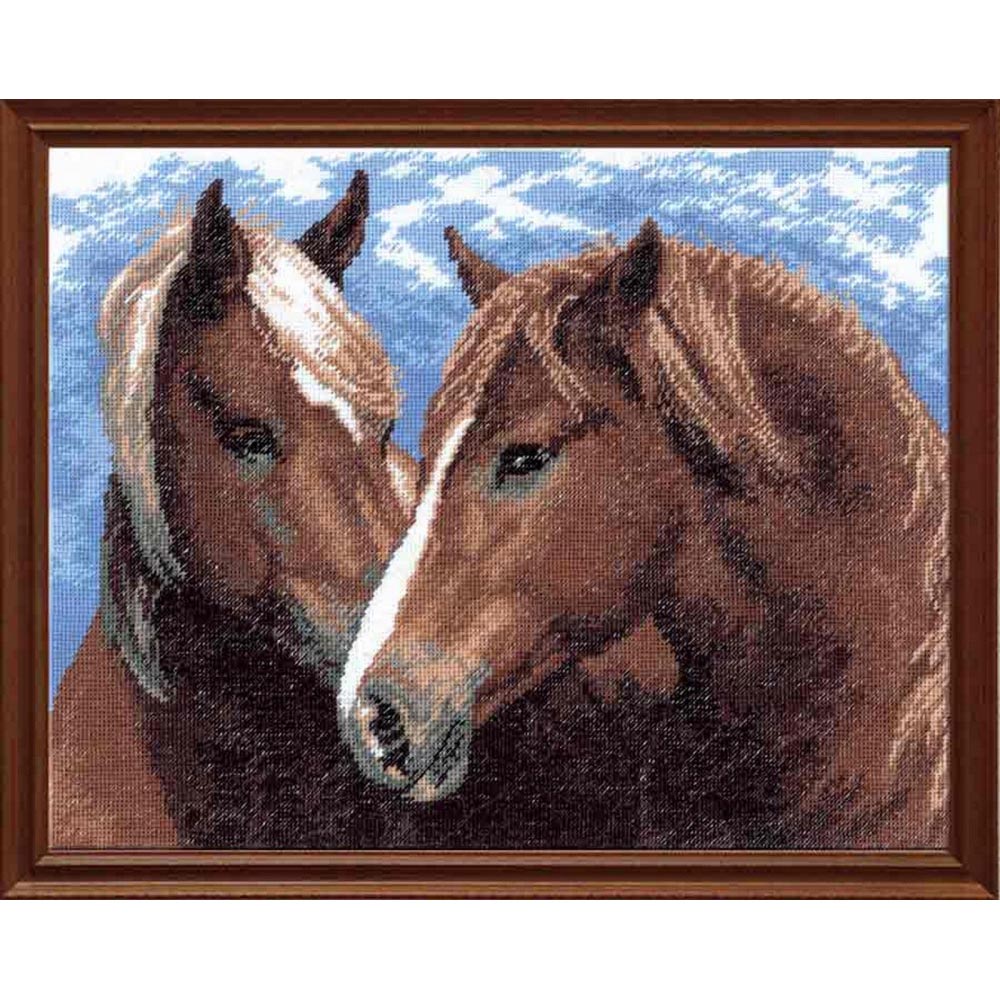 фото Набор для вышивания крестом "пара лошадей", 30x22 см, арт. 605 hobby&pro
