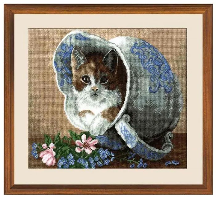 фото Набор для вышивания крестом "кот в кувшине", 27x22 см, арт. 677 hobby&pro