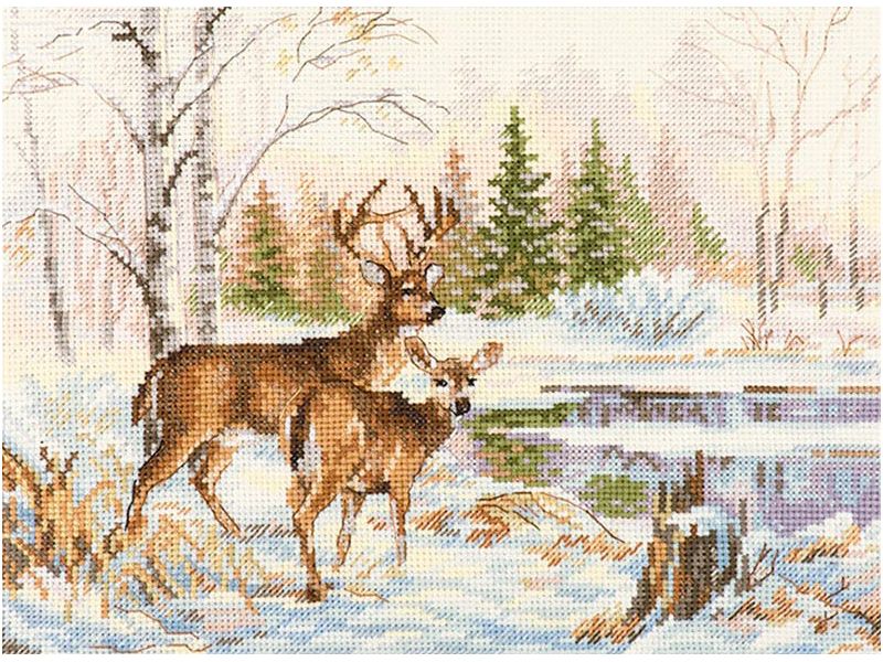 фото Набор для вышивания крестом алиса "у лесного озера", 23x17 см, арт. 3-28