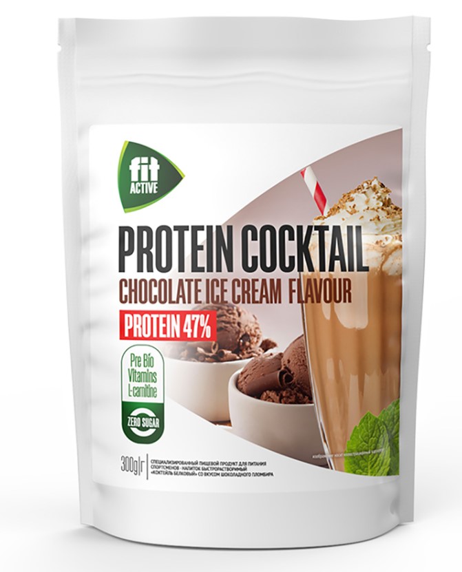 фото Протеин fitactive 47% protein cocktail, 300 г, chocolate ice-cream