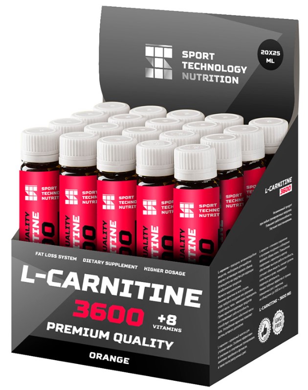 фото Sport technology nutrition l-carnitine 3600, 20 амп, вкус: апельсин