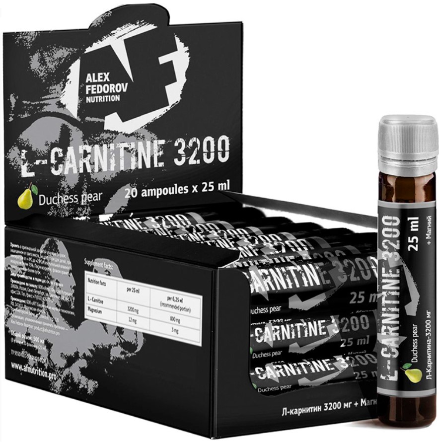 фото Alex fedorov nutrition l-carnitine 3200, 20 амп, вкус: груша