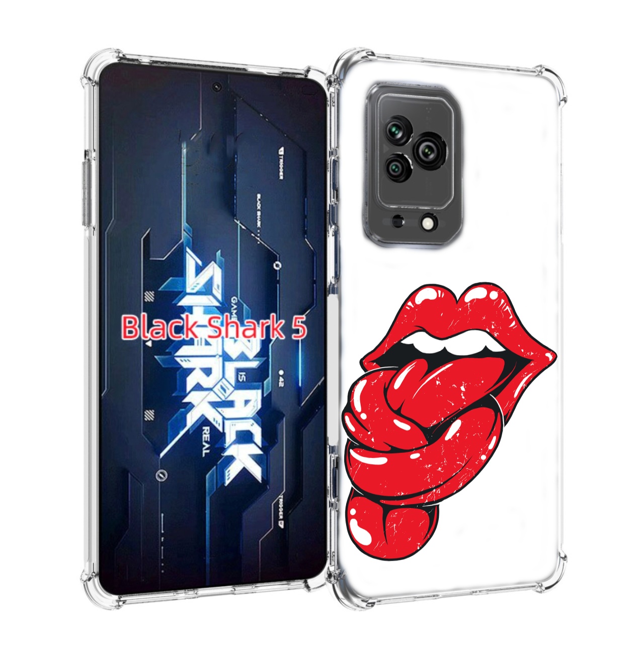 

Чехол MyPads яркие губы с языком для Xiaomi Black Shark 5, Прозрачный, Tocco