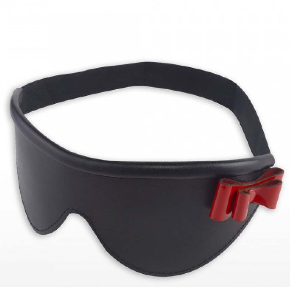 Черная маска на глаза с красным бантиком Fetish Factory
