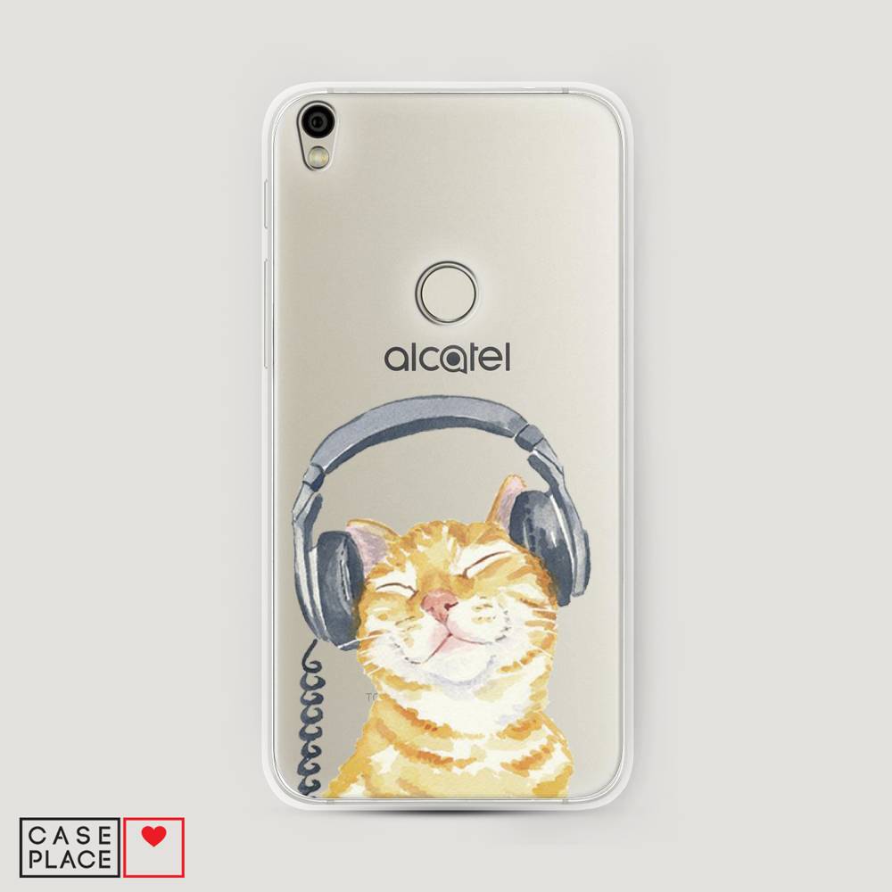 

Силиконовый чехол "Кот меломан" на Alcatel Shine Lite, Кот меломан