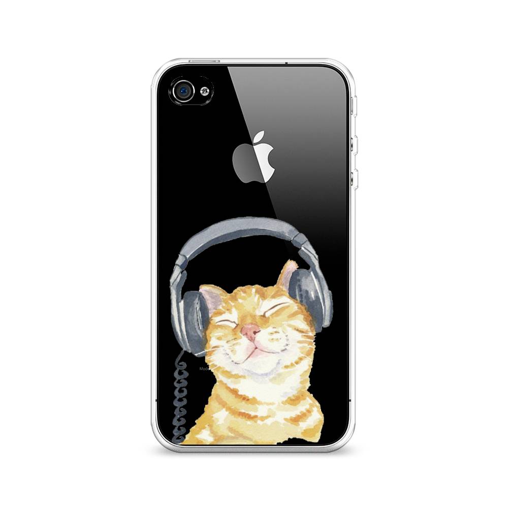 

Силиконовый чехол "Кот меломан" на Apple iPhone 4, Кот меломан