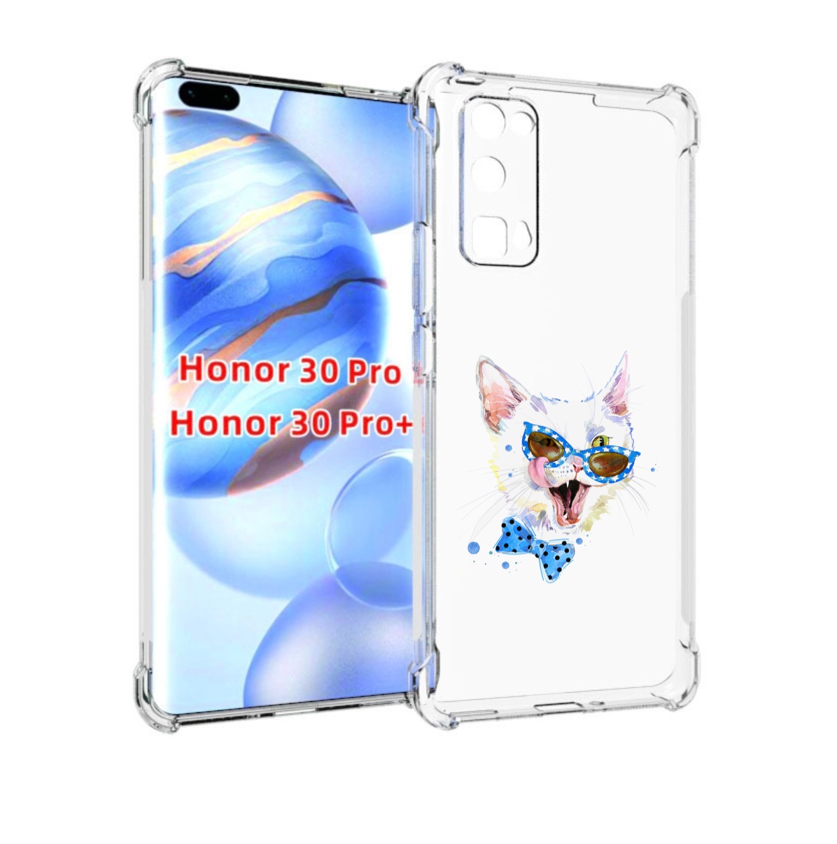 

Чехол бампер MyPads белый кот для Honor 30 Pro, Прозрачный, Tocco