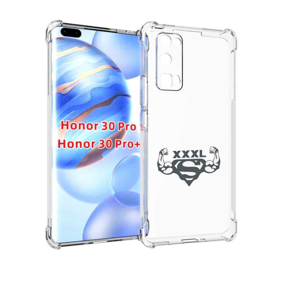 

Чехол бампер MyPads бодибилдинг супермен для Honor 30 Pro, Прозрачный, Tocco