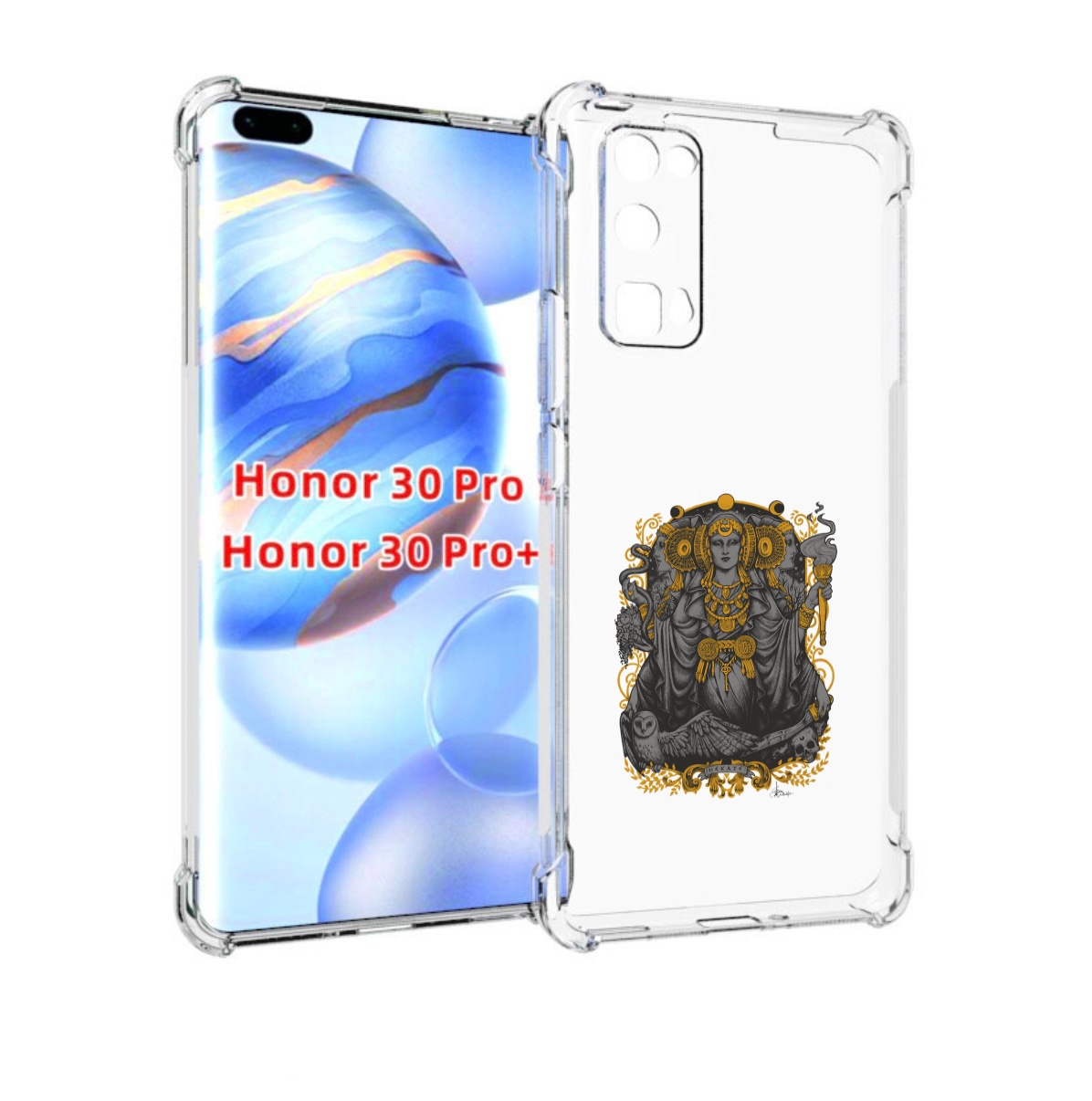 

Чехол бампер MyPads божество с золотыми элементами для Honor, Прозрачный, Tocco