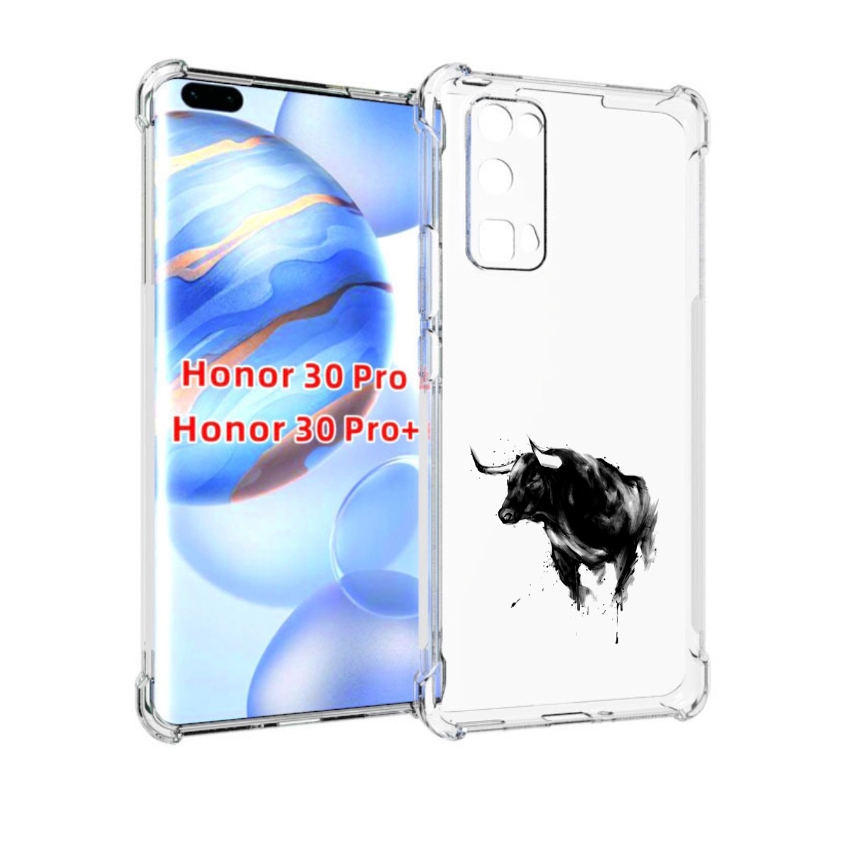 

Чехол бампер MyPads бык для Honor 30 Pro, Прозрачный, Tocco