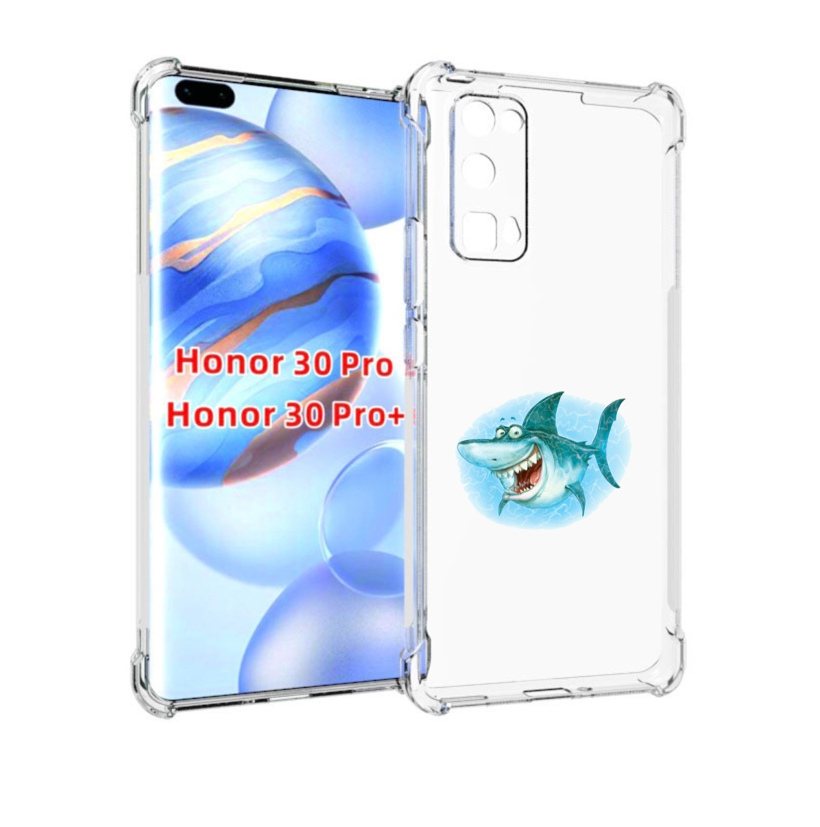 

Чехол бампер MyPads веселая акула для Honor 30 Pro, Прозрачный, Tocco